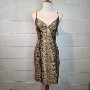 y2k Deadstock Mobwife Indie Sleaze Animal Print Snakeskin Bodycon Cocktail Dress